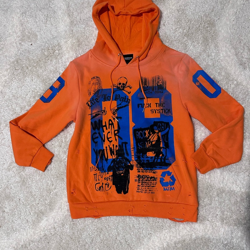 Rockstar Original Orange Graphic Hoodie – S – Streetwear